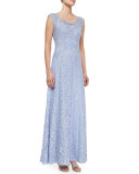 Cap-Sleeve Lace Gown