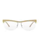 Oslo Square Semi-Rimless Fashion Glasses, Gold