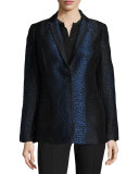 Katlyn Leopard-Print One-Button Blazer, Black