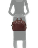 Nightingale Small Waxy Leather Satchel Bag, Red