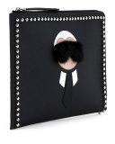 Karlito Large Zip-Around Pouch Bag, Black Multi