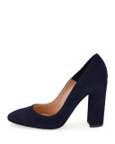 Linda Suede Chunky-Heel Pump