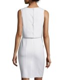 Popover Sheath Dress W/Floral Cutouts, White