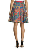 Earla High-Waist Havana Town Skirt, Multicolor