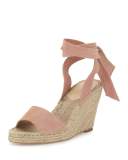 Harper Ankle-Wrap Wedge Espadrille Sandal, Medium Pink