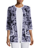 Floral-Print 3/4-Sleeve Jacket 