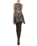 Sheer-Lace Handkerchief-Hem Dress