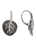 Botanical Leaf Earrings in Silver with Diamonds