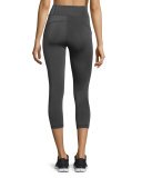 Colorblocked High-Rise Cropped Leggings, Gray/Black