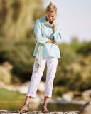 Organic Handkerchief Linen Tunic w/ Pockets, Green Mint