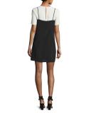 Kinney Short-Sleeve Slip Dress, Black/White
