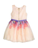 Ombre Floral Chiffon A-Line Dress, Multicolor, Size 2-6