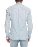 Denim Shirt with Beaded Arm Patch, Light Blue