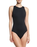 Classic Weave High-Neck One-Piece Swimsuit