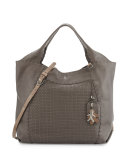 Beverly Woven Double-Handle Tote Bag, Gray
