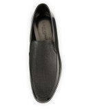 Saffiano Leather Venetian Loafer, Black