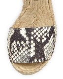 Sophie Snake-Print Espadrille Sandal, Black/White