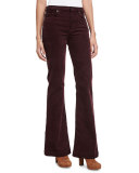 Ginger Flare-Leg Corduroy Pants, Wine
