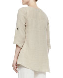 Crinkled Asymmetric Linen Tunic, Petite