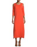 Cold-Shoulder A-line Jersey Maxi Dress, Poppy Orange, Plus Size