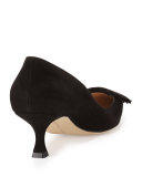 Bottopla Square-Detail Suede Pump, Black