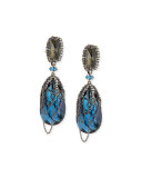 Draped Chain Crystal Clip-On Earrings, Blue