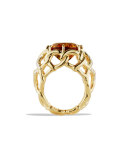 Venetian Quatrefoil Ring with Madeira Citrine and Diamonds in Gold