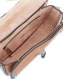Rolling Rockstud Small Saddle Bag, Beige