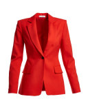 Bayard One-Button Fitted Blazer, Red