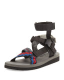 Runway Nylon Strap Sandal, Multicolor/Black