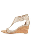 June T-Strap Wedge Sandal, Platino
