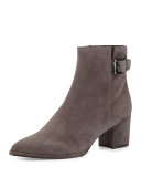 Buckette Suede Chunky-Heel Bootie, Londra
