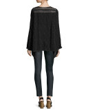 Flowy Georgette Long Tunic, Sanded Black