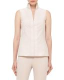 Sleeveless Stand-Collar Blouse, Nude