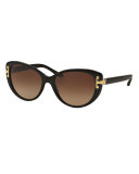 Universal-Fit Cat-Eye Sunglasses, Black