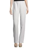 Straight-Leg Gauze Pants, White, Plus Size