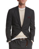 Textured Two-Button Wool Blazer, Charcoal