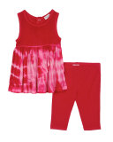Sleeveless Tie-Dye Tunic w/ Leggings, Dark Pink, Size 3-24 Months
