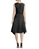 Sleeveless Embellished Taffeta Cocktail Dress, Onyx