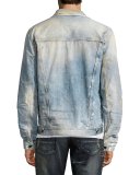 Dendrite Light-Wash Distressed Denim Jacket, Indigo