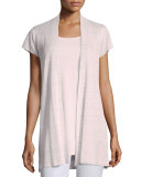 Cap-Sleeve Sheer Long Cardigan, Opal