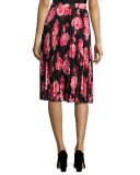 rosa floral pleated chiffon skirt, multicolor