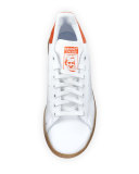 Men's Stan Smith Perforated Leather Sneaker, White/Orange