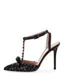lydia studded tweed pump, blue/multi