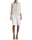3/4-Sleeve Sheer Silk Top