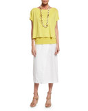 Organic Linen A-Line Wrap Skirt, White