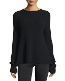Ribbed Tie-Back Sweater, Black