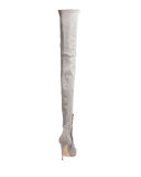 Suede Thigh-High 110mm Boot, Gray