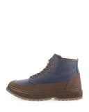 Leather Lace-Up Boot, Navy