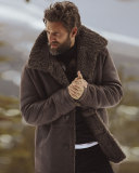Leather Shearling-Lined Coat, Brown